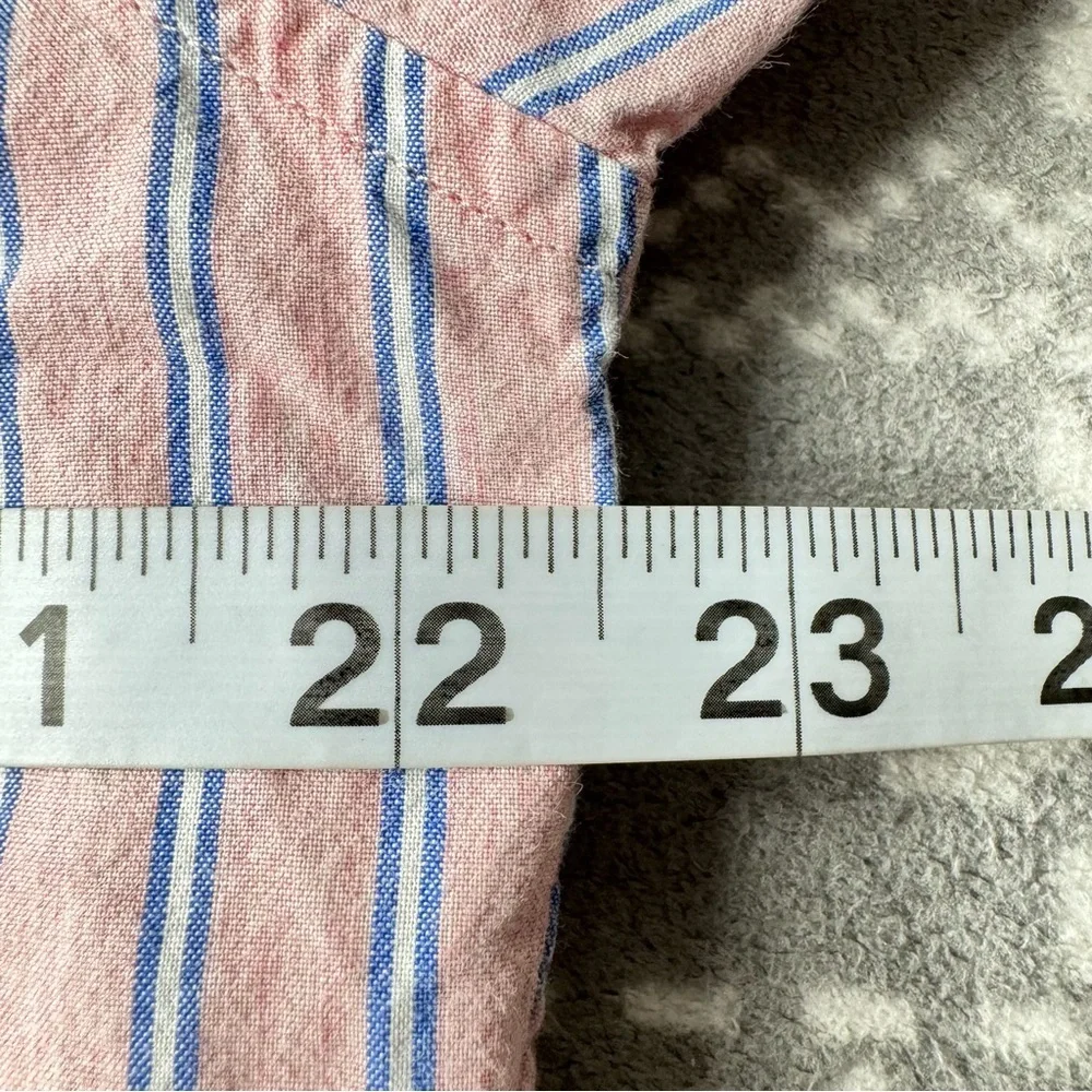 J. Crew Classic 100% Cotton Pink Striped Long Sleeve Button Down‎ Shirt Size L